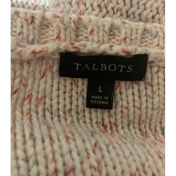 Talbots Women’s Large Cable Knit Crewneck Sweater Pink Speckled Textured - Picture 5 of 9